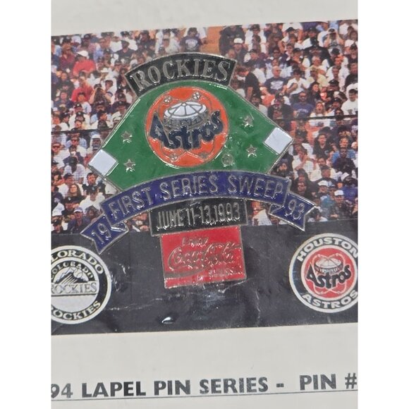 Colorado Rockies 1994 Lapel Pin Series Pin #3 Astros First Series Sweep 1993 - Picture 2 of 3